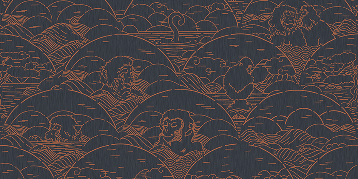 Indigo Macaque Wallcovering